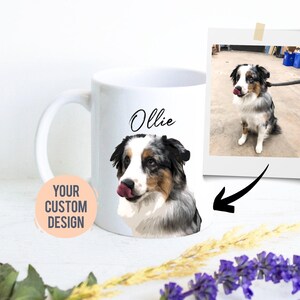 Custom Dog Mug, Pet Portrait, Personalized Dog Lovers Mug, Dog Owner Gift, Dog Mom, Dog Dad, Gift for Dog Photo Mug, Pet Loss, Dog Memorial