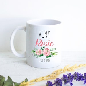 Personalized Aunt Name Mug, New Aunt Gift, Baby Announcement, Best Aunt Custom Gift, Pregnancy Announcement, Baby Shower, New Baby Reveal