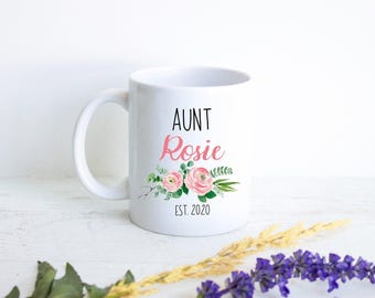 Personalized Aunt Name Mug, New Aunt Gift, Baby Announcement, Best Aunt Custom Gift, Pregnancy Announcement, Baby Shower, New Baby Reveal