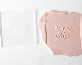 Mr and Mrs Fondant Embosser Stamp and Cutter | Wedding Cookie Stamp,Anniversary Embosser, Debosser, Engagement Fondant Stamp,Bride Embosser