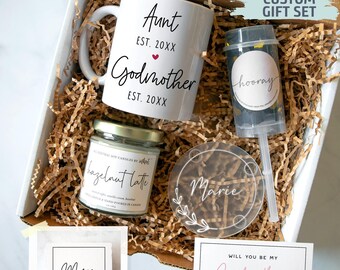 Gepersonaliseerde cadeaubox voor de peetmoeder | Cadeau voor een nieuwe peetmoeder, doopcadeau, feeënmama, peetmoederverzoek, wil je mijn peetmoeder zijn, peetouder