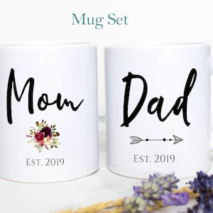 Mom and Dad Mug Set #4, Mom and Dad Gift, Parent to Be Gift, New Parents Mug, New Mom, New Dad, Pregnancy Announcement, Baby Shower Gift