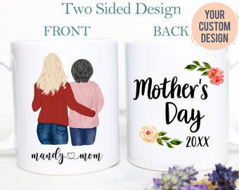 Personalized Mother and Daughter Portrait | Mother's Day Portrait, Mother's Day Gift, Gift For Mom, Mom Custom Mug, Mom Birthday Gift