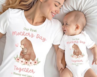 First Mothers Day Matching Shirts, Mommy and Me Outfit, Mother's Day 2026, Personalized Name Year, First Mothers Day Gift Set