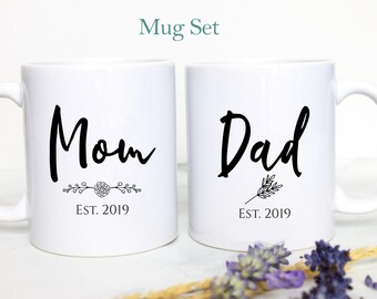 Maman et papa individuel OU ensemble de tasses #2, cadeau maman et papa, cadeau pour futurs parents, tasse nouveaux parents, nouveau papa, faire-part de grossesse, baby shower