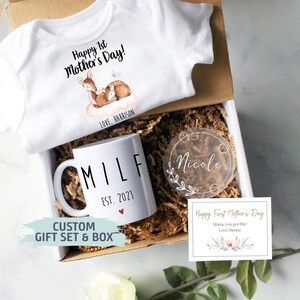 Custom First Mother&#39;s Day Gift Box | Baby Shower Gift, New Mom Gift,MILF Mug, First Time Mom Mug, Happy First Mother&#39;s Day Gift, New Mom Mug