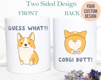 Adivina qué trasero de corgi, taza divertida de corgi, regalo para amantes de los corgi, regalo personalizado de corgi, taza de café de corgi, taza de perro, regalo para dueño de corgi