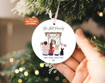 Personalisierter Familienweihnachtsschmuck 2026 – Individuell gestalteter Weihnachtsbaumschmuck mit Familiennamen, Keramik-Weihnachtserinnerung, Familienweihnachtsgeschenk