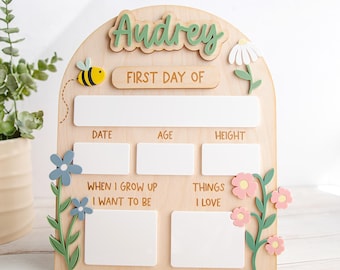 Personalized First & Last Day of School Sign, Custom Back to School Board, Reusable School Milestone Board, Photo Prop Sign