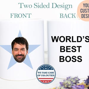 カスタムスターフェイスマグ | スターマグ、世界最高のボスマグ、面白いオフィスギフト、カスタムオフィスマグ、スターフェイスカスタムマグ、クリスマスプレゼント
