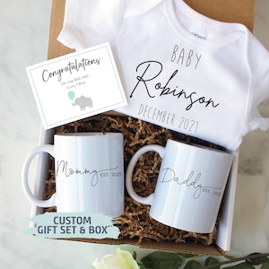 Coffret cadeau pour futurs parents | Coffret cadeau pour les nouveaux parents, faire-part de naissance, tasse nouvelle maman, cadeau pour nouveau papa, révélation de grossesse, coffret cadeau baby shower