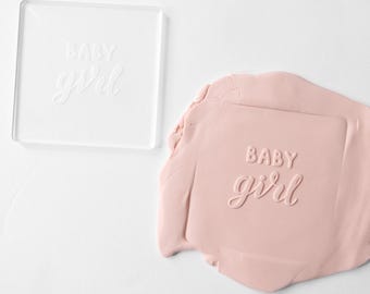 Baby Girl Acrylic Fondant Embosser With Cutter | Baby Shower Cookie Stamp, Baby Shower Fondant Embosser, Baby Shower Cookie Cutter,Baby Girl
