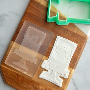 Pastel de cumpleaños - Sello acrílico para fondant con cortador/estampador de galletas opcional, sello para fondant de cumpleaños, cortador de galletas de cumpleaños, sello para pasteles imagen 1