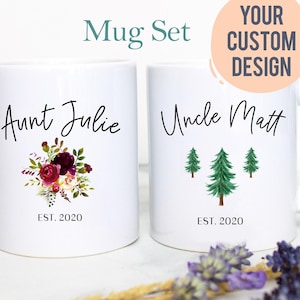Gepersonaliseerde NAAM Tante en Oom Individueel OF Mokset, Zwangerschap Reveal, Custom Tante Cadeau Nieuwe Tante Oom Custom Baby Aankondiging Shower