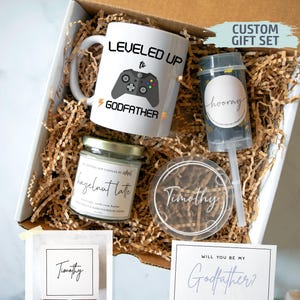 Coffret cadeau parrain personnalisé | Nouveau cadeau parrain, cadeau de baptême, proposition de parrain, serez-vous mon parrain, cadeau parrain et marraine, parrain