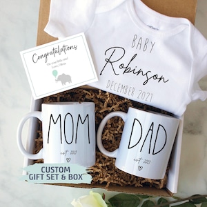 Coffret cadeau pour futurs parents | Coffret cadeau pour les nouveaux parents, faire-part de naissance, tasse nouvelle maman, cadeau pour nouveau papa, révélation de grossesse, coffret cadeau baby shower