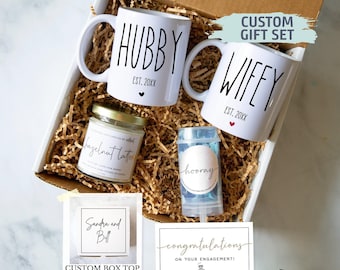 Couple Engagement Gift Box | Engagement Care Package, Newly Engaged Gift Box, Engagement Gift Bride Groom, Hubby and Wifey Gift Box
