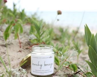 Beachy Breeze Soy Candle | 5oz. Handmade Soy Wax Candle, Hand Poured, Birthday Gift, Housewarming Gift, Home Decor, Summer Candle, Custom