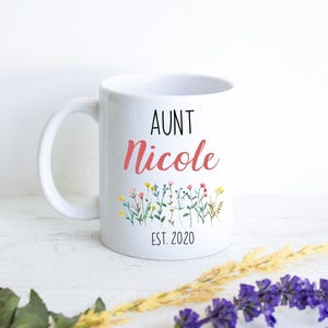 Personalized Aunt Name Mug #2, New Aunt Gift, Baby Announcement, Best Aunt Custom Gift, Pregnancy Announcement, Baby Shower, New Baby Reveal