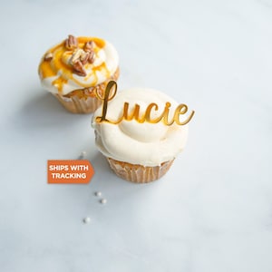 Custom Name Cupcake Topper | Personalized Wood or Acrylic Cupcake Topper, Custom Name Birthday Cupcake Topper, Birthday Cake Charm,Cake Name