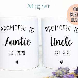 Gepromoveerd tot tante en oom individu OF mok set, nieuwe tante, nieuwe oom cadeau, tante oom mok, babyaankondiging, zwangerschap onthullen, nieuwe baby