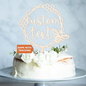 Custom Text Bee Cake Topper | Bumble Bee Wedding, Personalized Bee Cake Topper, Bumble Bee Birthday, Bee Day Cake Topper, First Bee Birthday