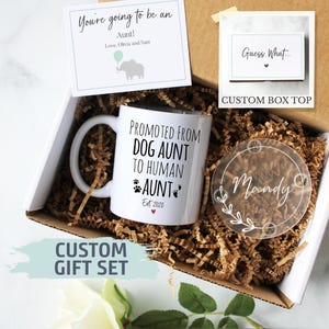 Coffret cadeau tante personnalisé | Promu CHIEN tante, nouvelle tante, proposition de tante, veux-tu être ma tante, annonce de grossesse bébé révélé, tante