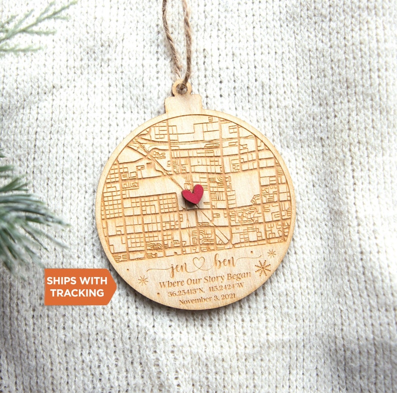 Personalized Map Ornament Where It All Began Ornament, Couples Ornament,Our First Date, Engagement Gift,Where We Met Map, Anniversary Gift image 1