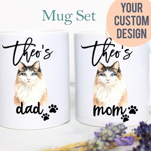 Personalized Cat Mug Individual OR Set, Cat Lover Gift, Custom Cat Photo Gift, Cat Mom Dad, Cat Owner Gift, Ragdoll Cat Gift, Ragdoll Mug