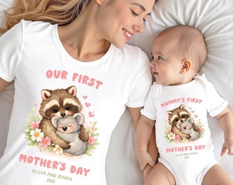 First Mothers Day Matching Shirts, Mommy and Me Outfit, Mother's Day 2026, Personalized Name Year, Our First Mothers Day Gift Set