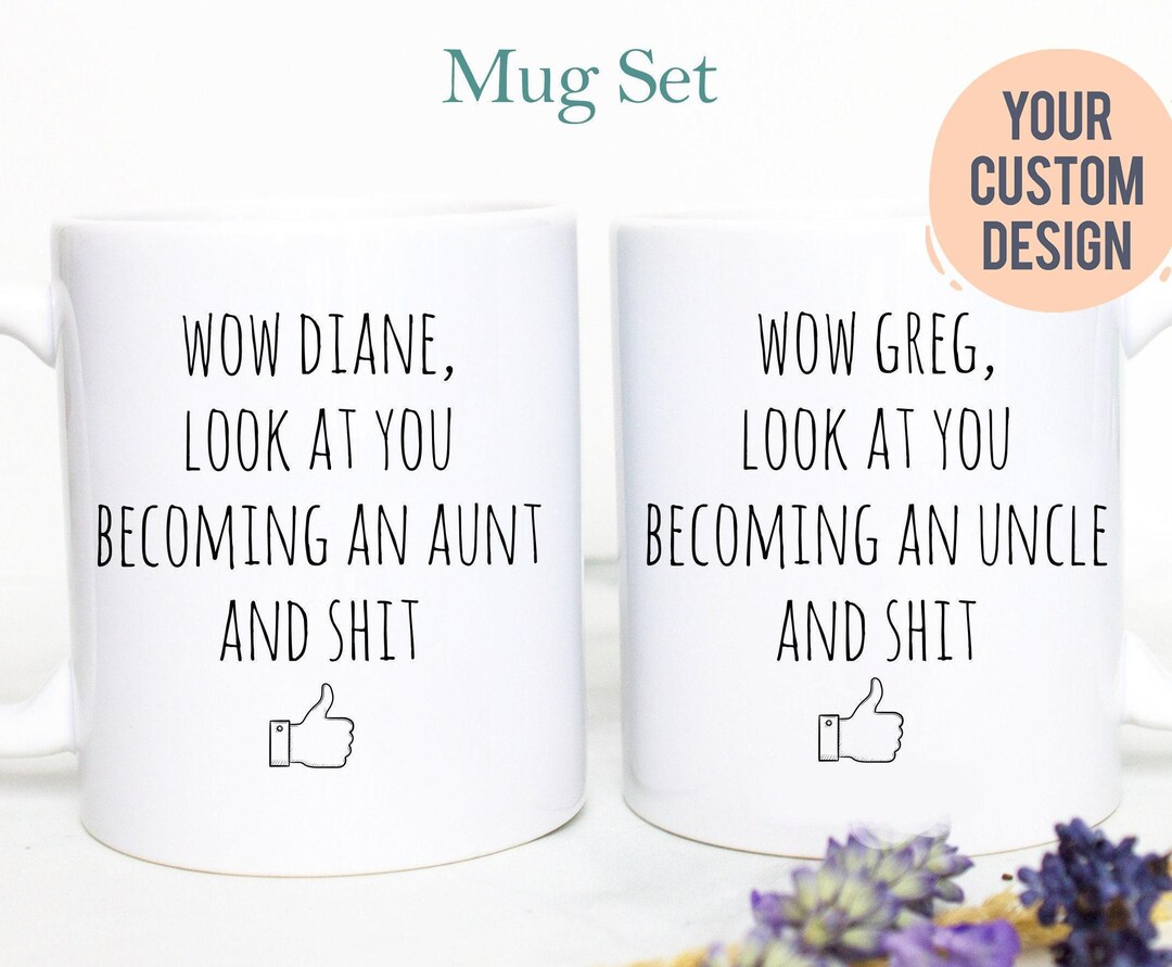 Promoted to Aunt and Uncle Individual OR Mug Set, Wow Look at You ...