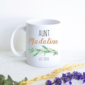 Personalized Aunt Mug Gift, New Aunt Gift, Baby Announcement, Best Auntie Gift, Custom Gift for Aunt, Pregnancy Announcement