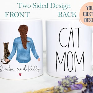 Personalisierte Katzentasse, Benutzerdefinierte Katzenmutter, Katzenliebhaber, Katzenkaffeetasse, Benutzerdefinierte Katzengeschenk, Haustierbesitzer Geschenk, Katzendame Becher Katzenliebhaber, Muttertagsgeschenk