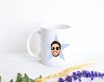 STAR Gesicht Becher, personalisierte Stern Becher, Geburtstagsgeschenk, Geschenk für ihn, Geschenk für sie, Weihnachtsgeschenk, Büro, Kollegen Geschenk, Strumpf Stuffer