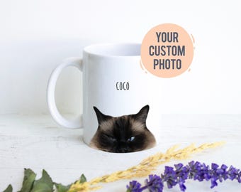 Personalized Cat Photo Mug, Cat Lovers Lady Mug, Custom Cat Gift, Pet Owner Gift, Gift for Mom Friend, Cat Gift, Cat Mom Dad, Funny Cat Gift