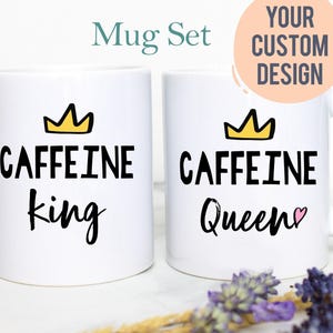 King and Queen Couples Individual OR Mug Set, Newlywed His and Hers Mugs Anniversary Wedding Gift, Valentine&#39;s Day, Engagement, Couples Gift