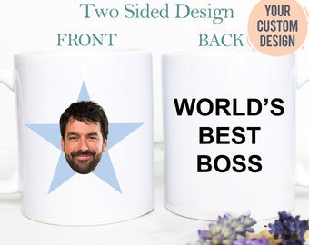 Custom Star Face Mug | Star Mug, World's Best Boss Mug, Funny Boss Gift, Boss Office Mug, Boss Birthday, Boss Birthday, Christmas Gift Boss