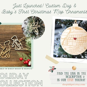 First Christmas ENGAGED Ornament Engagement Map Keepsake, Couples Ornament, Personalized Engagement Ornament, Custom Engagement Map Gift image 2