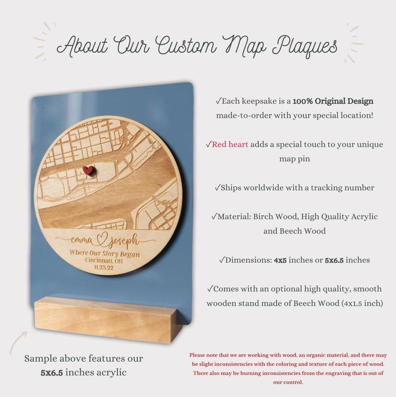 Where We Met Map Plaque | Where It All Began, Couples Gift,Our First Date, Engagement Gift, Acylic Wood Map, Anniversary Gift for Boyfriend image 4