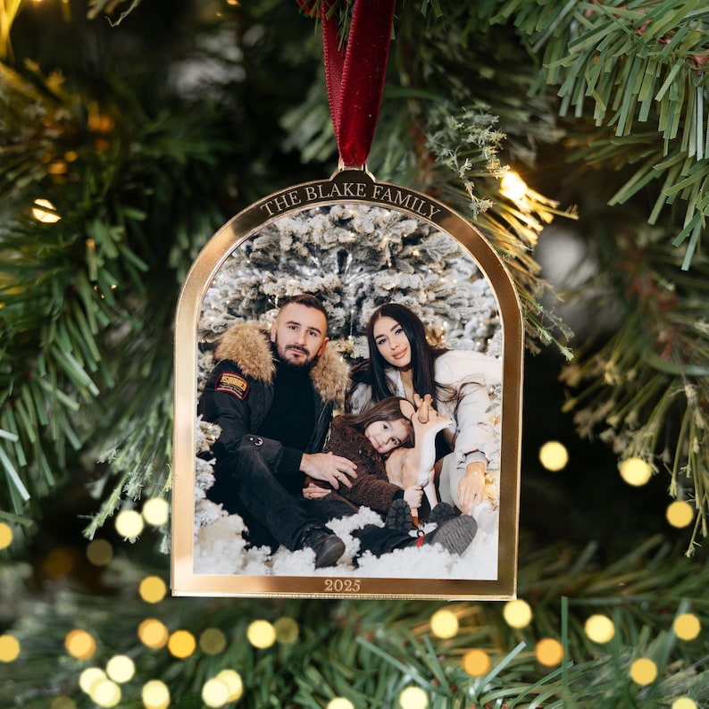 Custom Family Photo Christmas Ornament, Personalized Picture Ornament, 2026 Photo Ornament, Family Keepsake Ornament image 1