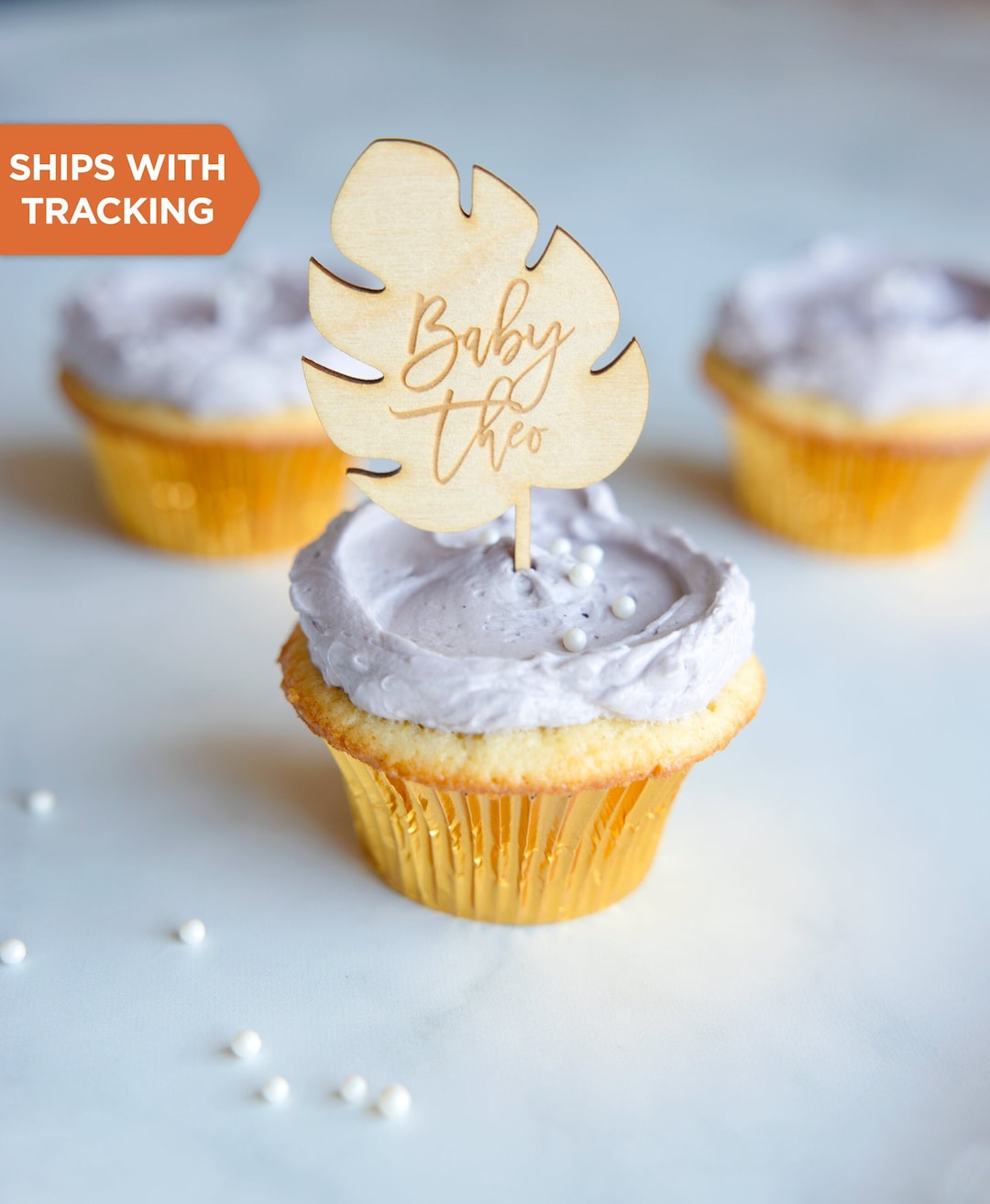 Baby Shower Cupcake Topper Custom Wood Acrylic Cupcake Topper