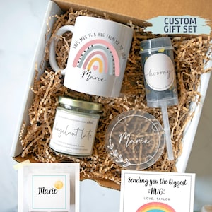 Coffret Envoi de câlins | Cadeau soleil, cadeau d'encouragement Good Vibes, trousse de soins de sympathie, je pense à vous, cadeau de réconfort