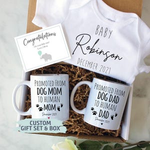 Expecting Parents Gift Box | New Parents Gift Set, Promoted from Dog Mom, Dog Dad Baby Announcement, Pregnancy Reveal, Baby Shower Gift Box