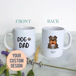 Mug papa chien personnalisé - Mug papa chien dessin animé, Mug amoureux des chiens, cadeau papa fourrure, tasse à café chien, cadeau chien personnalisé