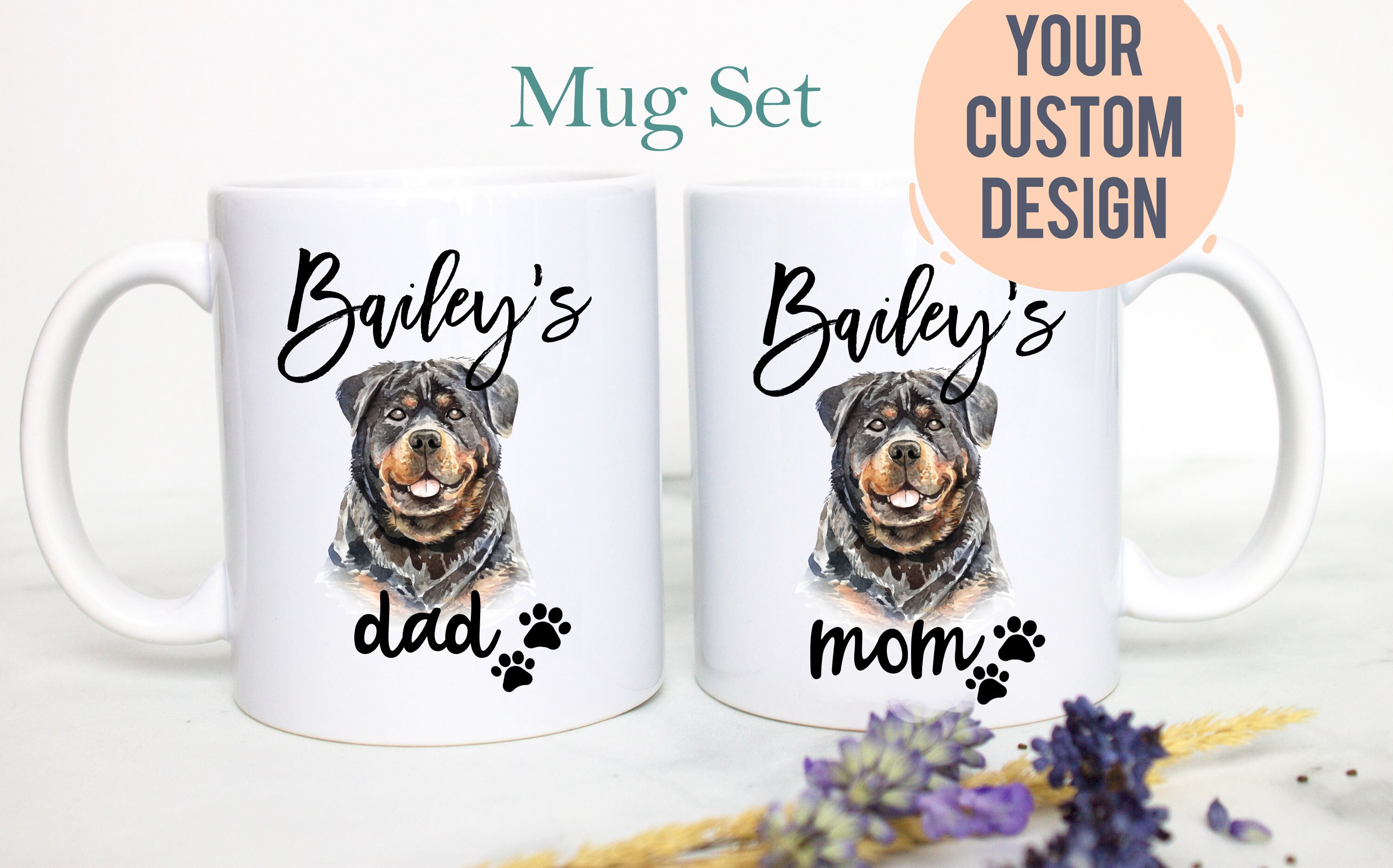 Personalized Dog Mug Set Dog Coffee Mug Dog Lover Gift Etsy