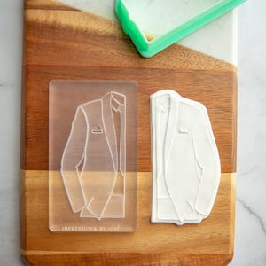 Tuxedo Plaque - Acryl-Fondant-Präger Optional Mit Cutter | Keksstempel, Hochzeit Fondant Prägung, Tuxedo Ausstechform, Hochzeitskeks
