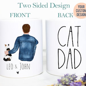 Personalized Cat Mug, Custom Cat Dad, Father's Day Gift, Custom Cat Gift,Pet Owner Gift, Cat Dad Mug, Cat Lover Gift, Pet Loss, Cat Portrait