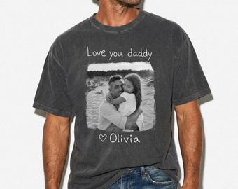 Kids Handwriting Dad Photo Shirt, Custom Picture Shirt For Dad, Personalized Fathers Day Gift From Kids