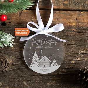 Personalized First Christmas New Home Ornament | Our First Home Custom Ornament, New Homeowner Gift, New House Keepsake, Housewarming Gift
