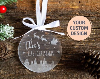 Custom Baby's First Christmas Ornament 2026 | New Mom Gift, Baby's First Holiday Gift, New Baby Keepsake, Baby Name Ornament, Newborn